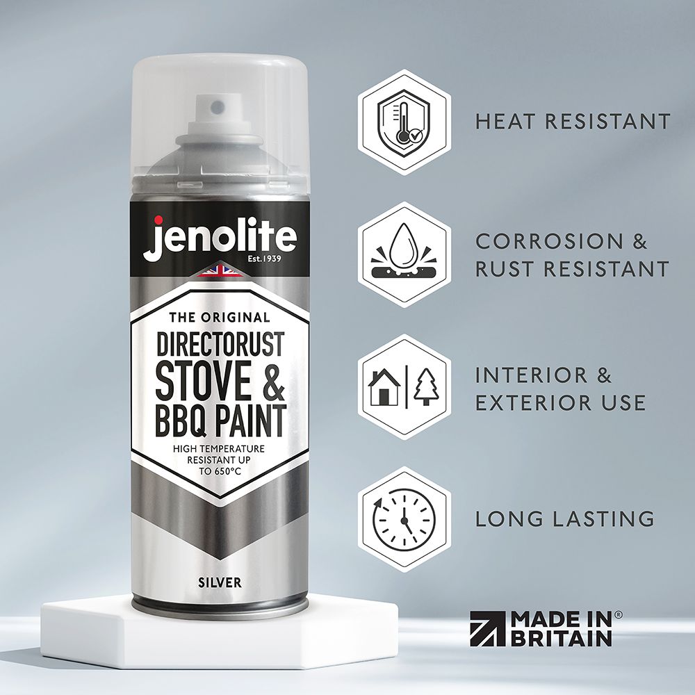 Directorust BBQ &amp; Stove Paint Aerosol | Up to 1200°F (650°C) | 13.5 fl oz (400ml) | Matt Finish