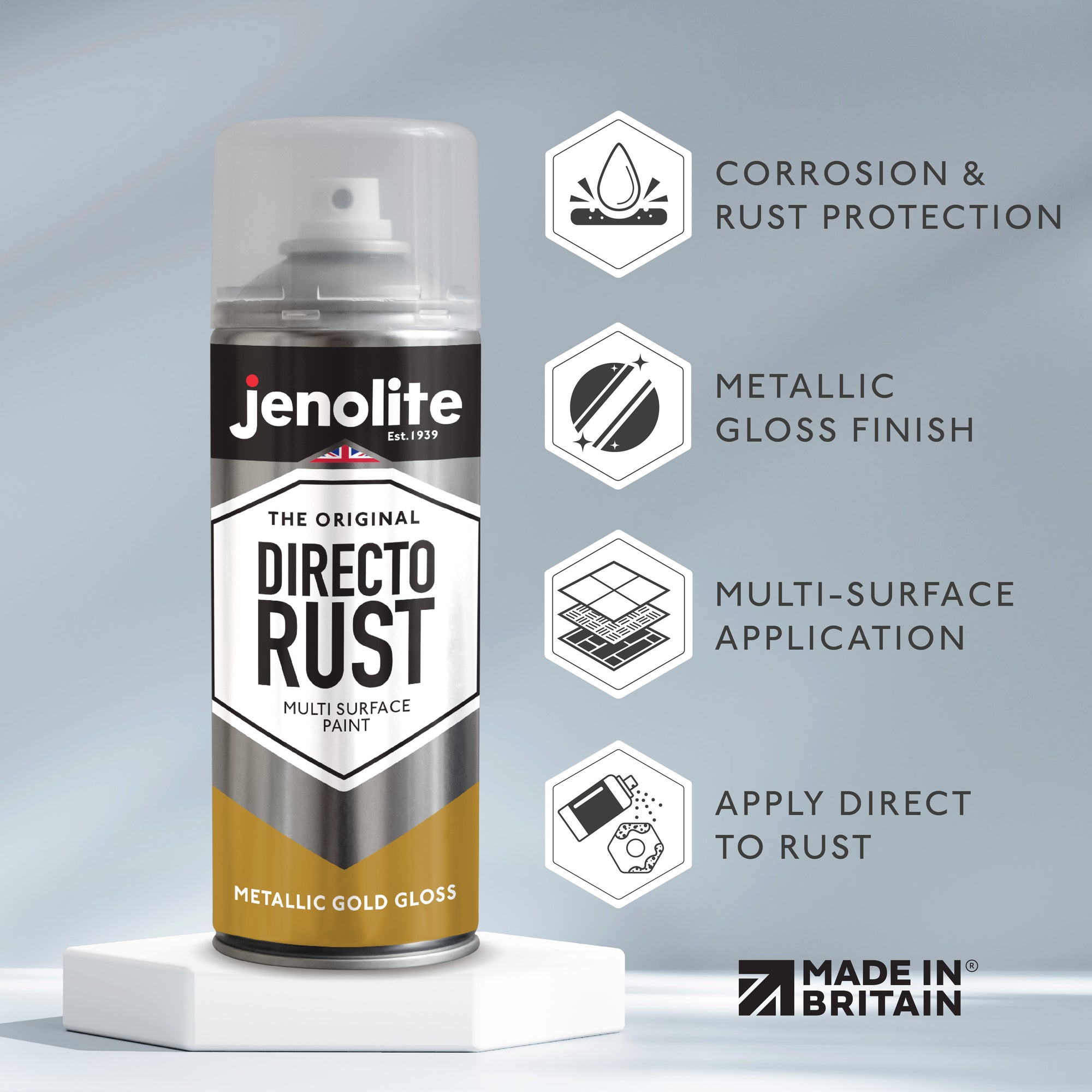 DIRECTORUST Spray Paint | Metallic Gloss | 400ml (13.52fl oz) | Multi-Surface