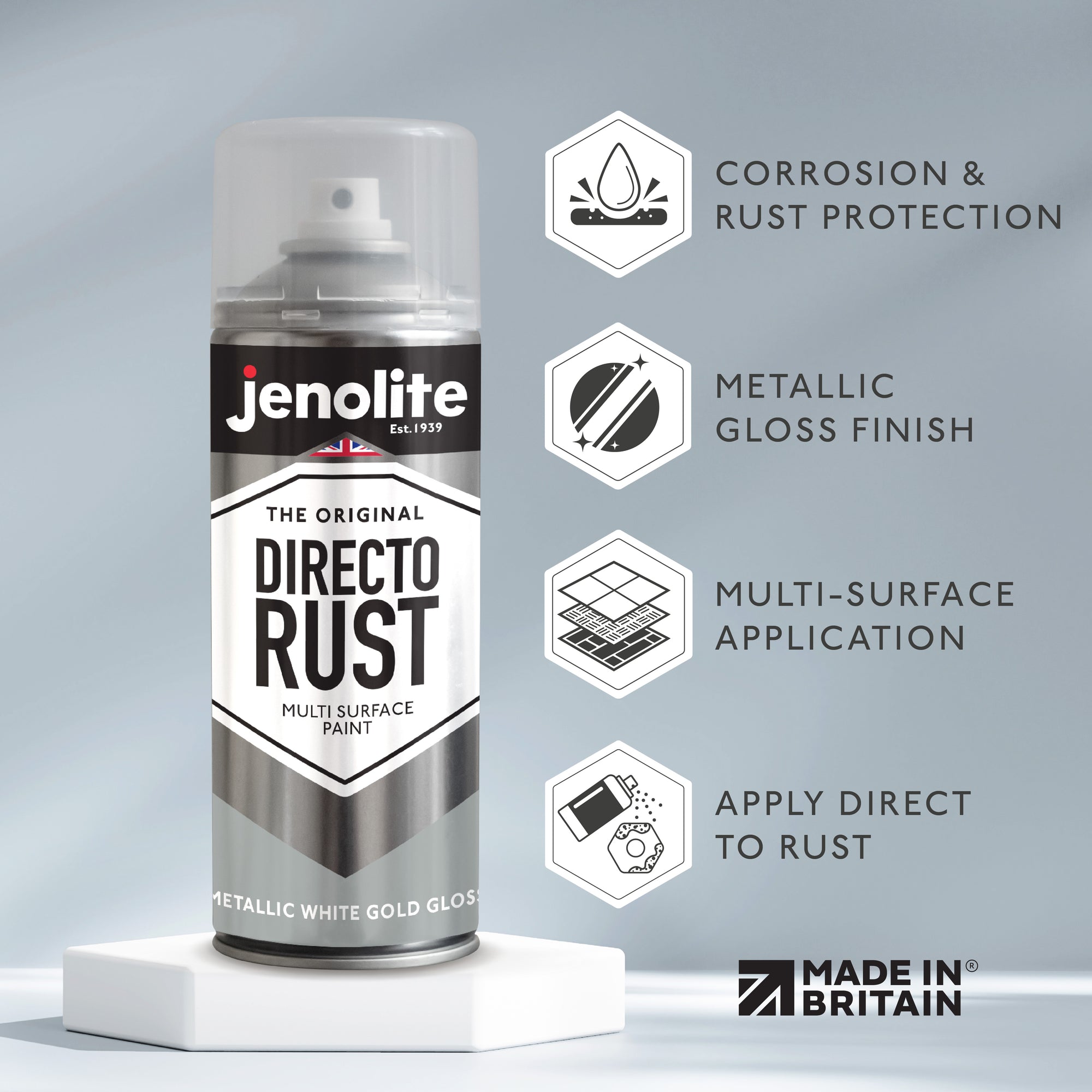 DIRECTORUST Spray Paint | Metallic Gloss | 400ml (13.52fl oz) | Multi-Surface